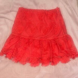 Lovers + Friends Vibrant Red Lace Mini Skirt